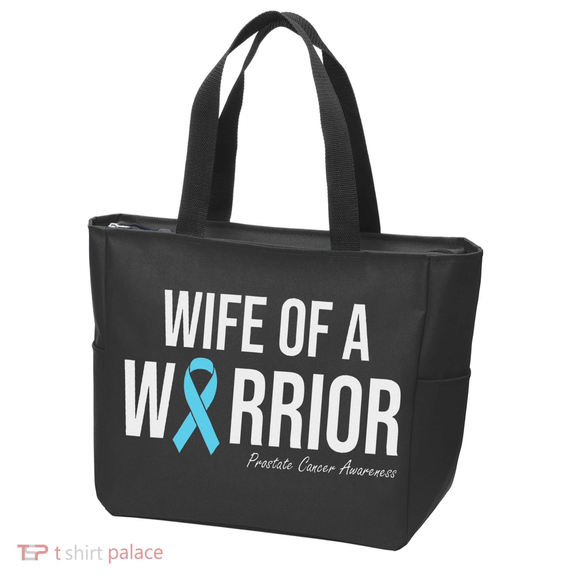 Family Prostate Cancer Awareness Light Blue Wife Warrior Tote Bag
