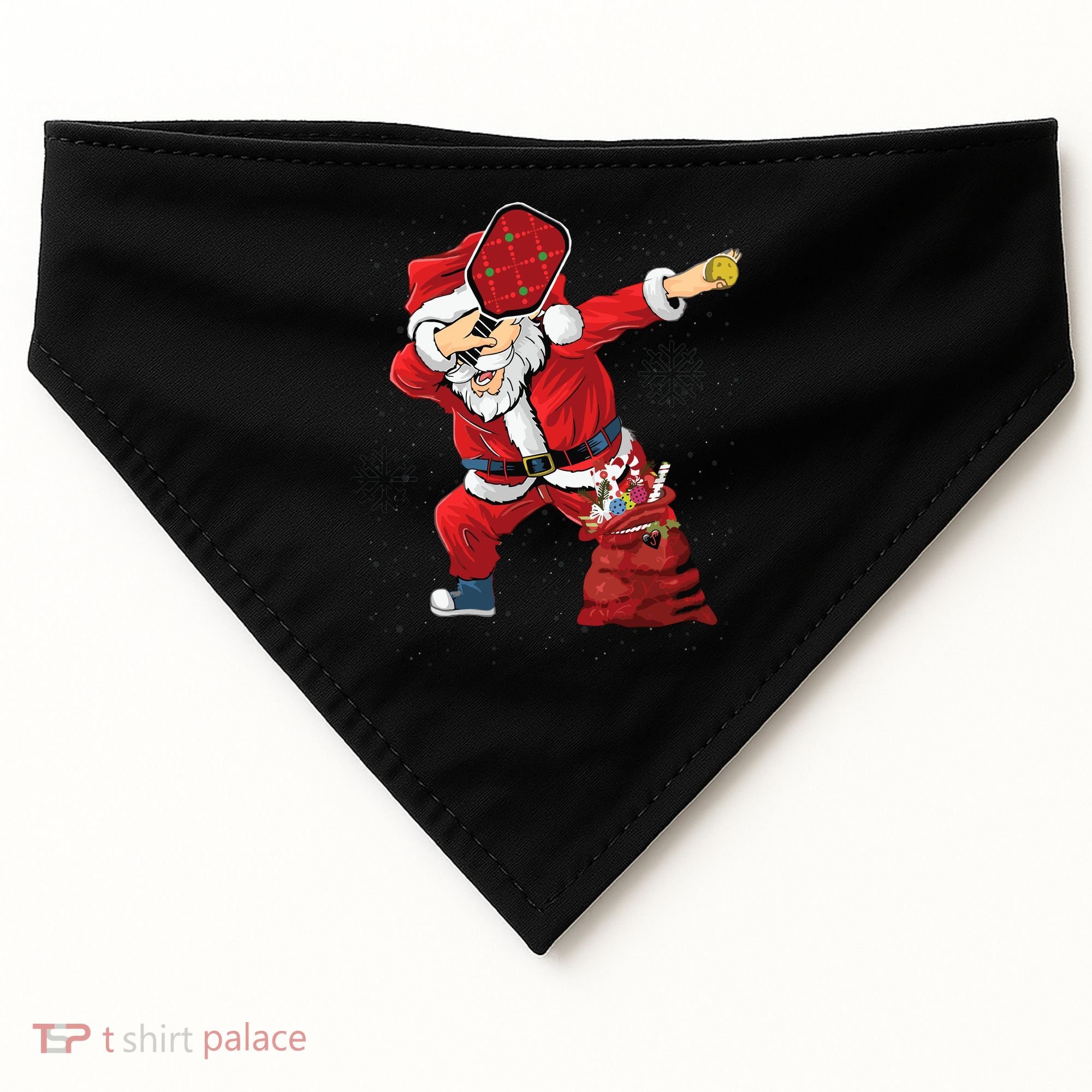 Funny Pickleball Christmas Santa Playing Pickleball USA-Made Doggie Bandana