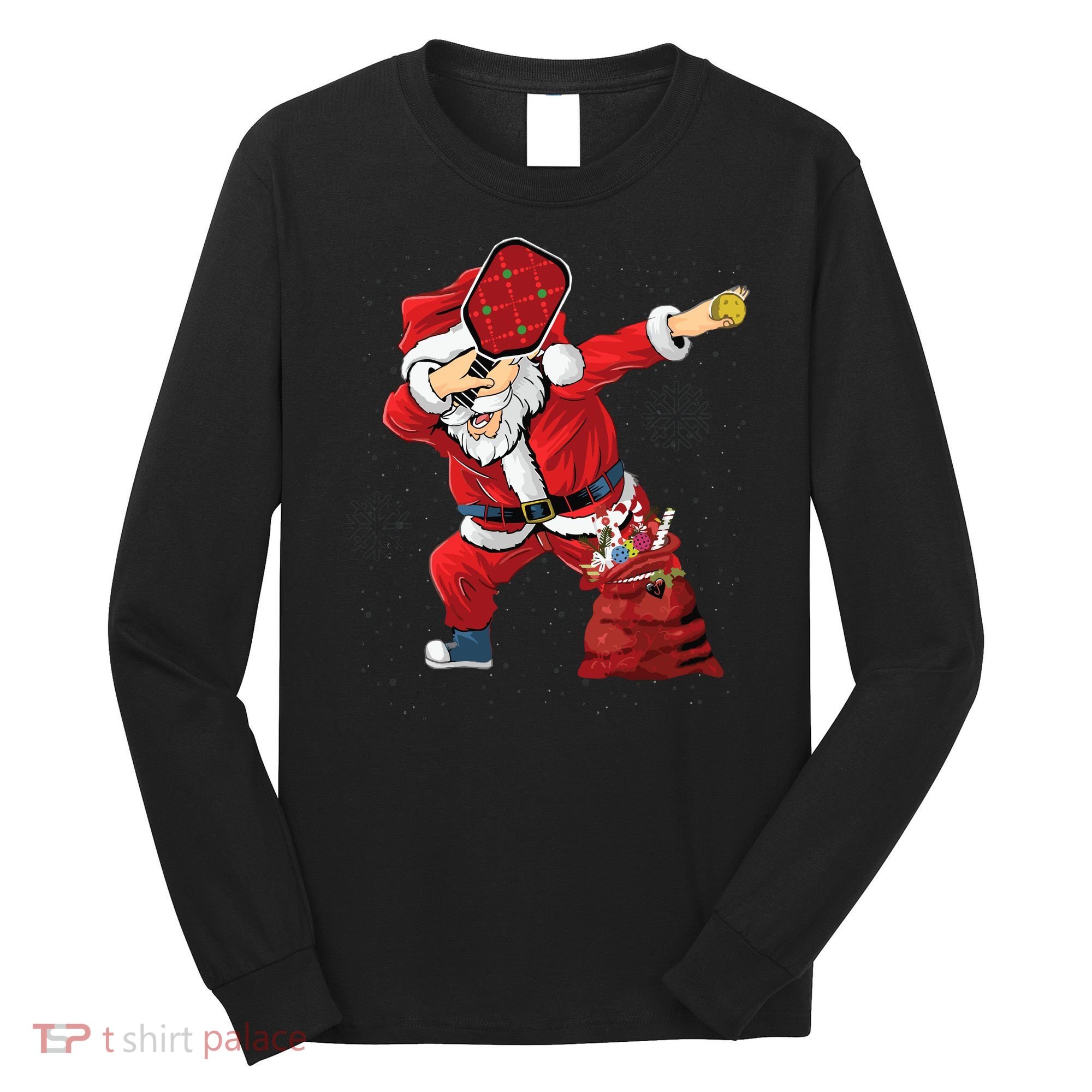 Funny Pickleball Christmas Santa Playing Pickleball Long Sleeve Shirt