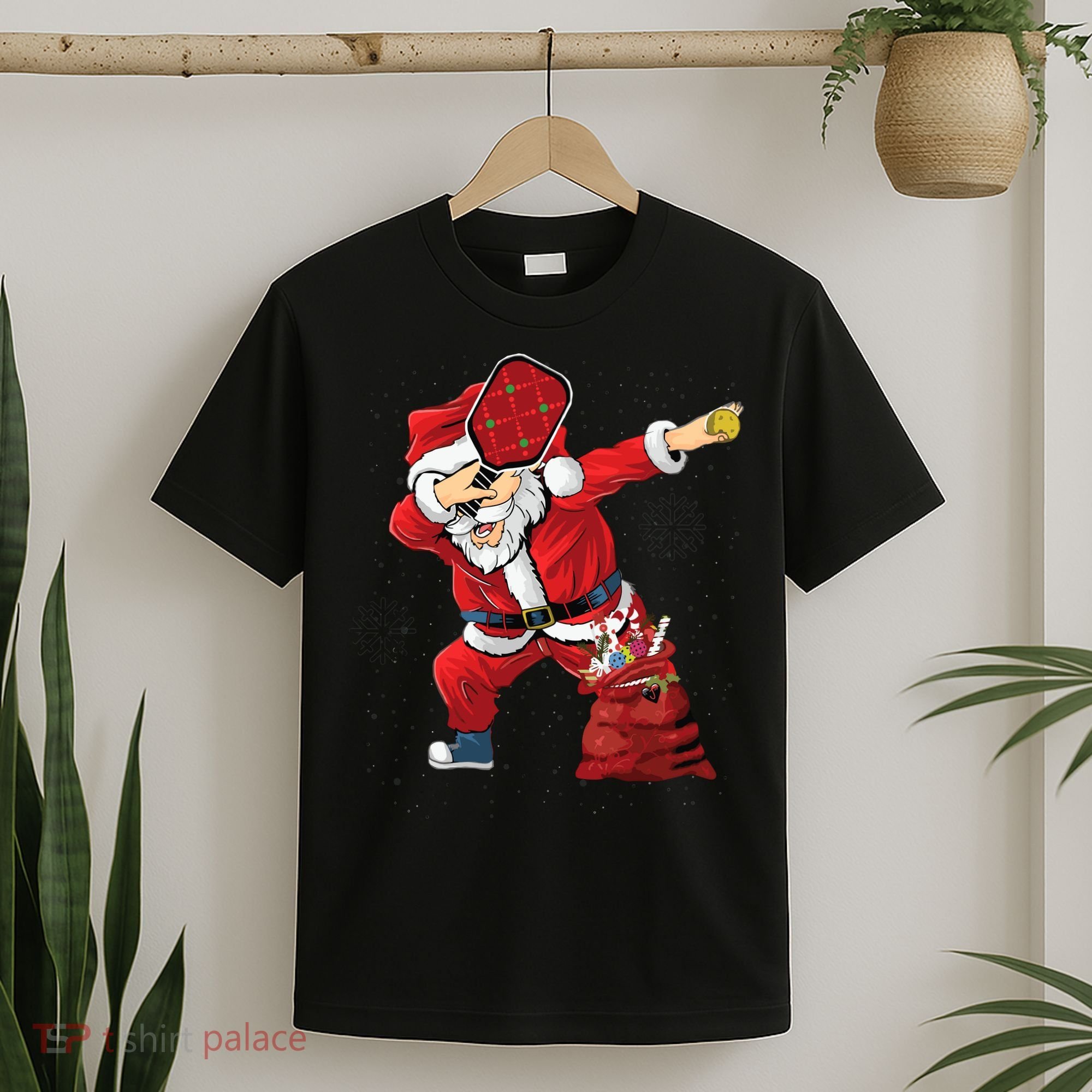 Funny Pickleball Christmas Santa Playing Pickleball T-Shirt