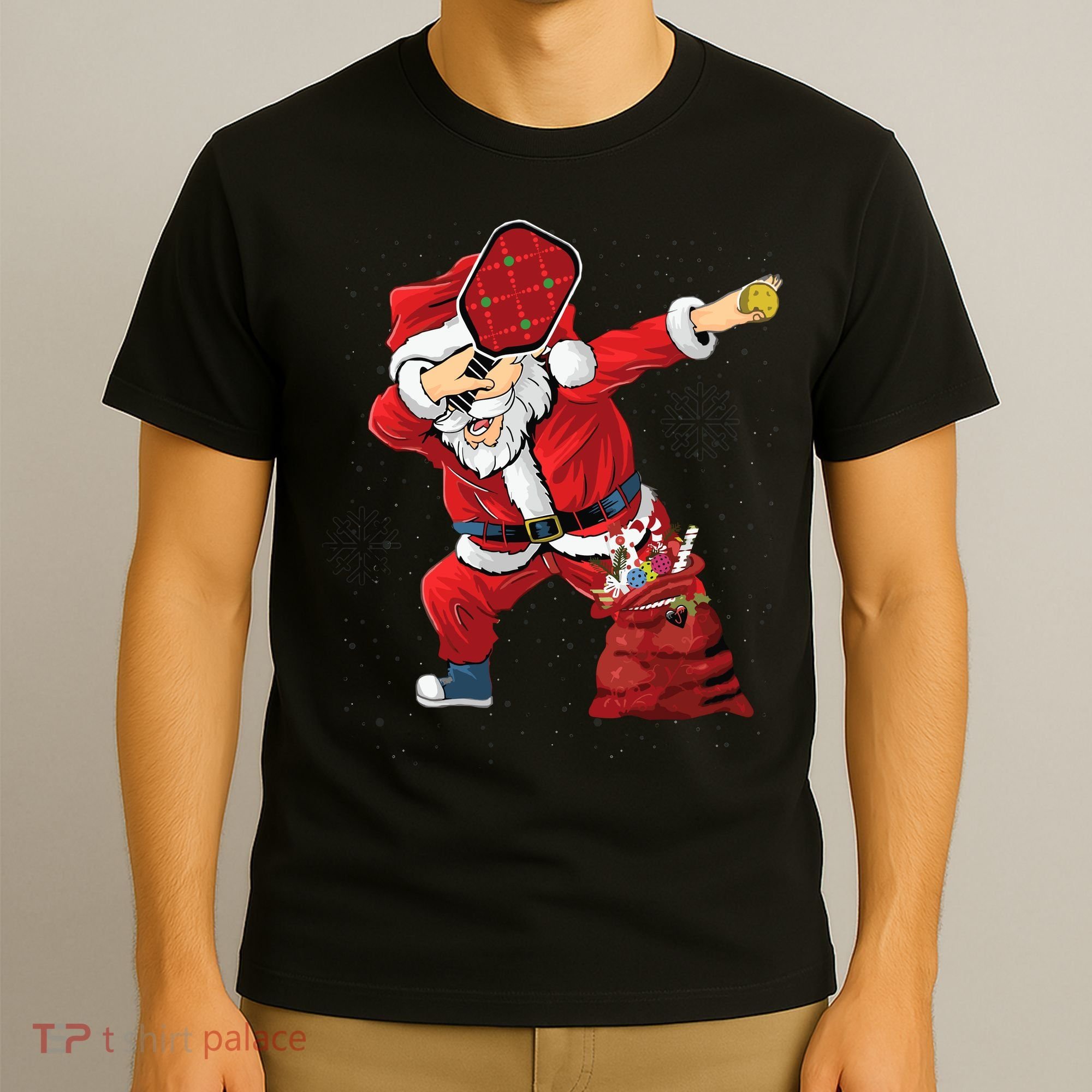 Funny Pickleball Christmas Santa Playing Pickleball T-Shirt