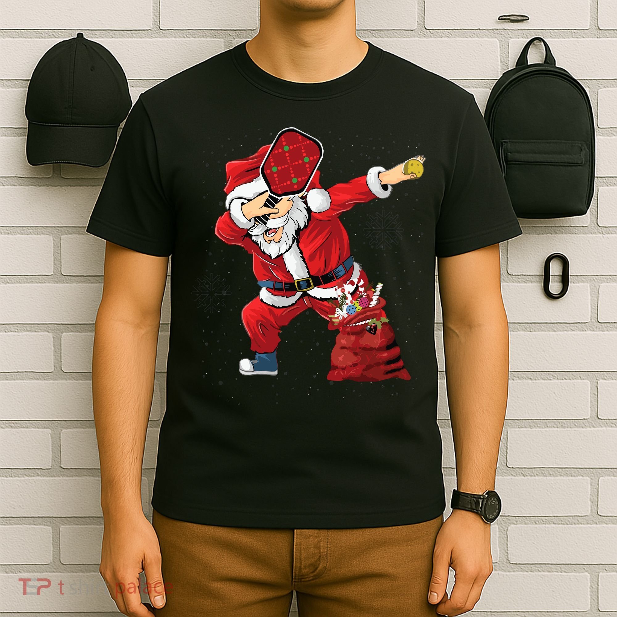 Funny Pickleball Christmas Santa Playing Pickleball T-Shirt
