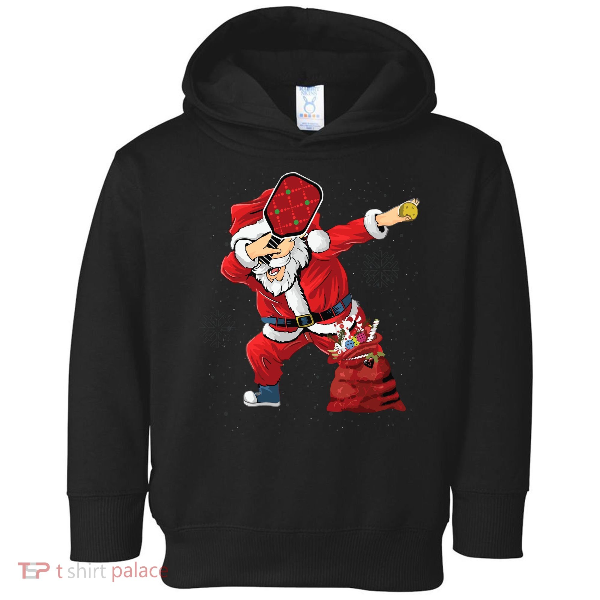 Funny Pickleball Christmas Santa Playing Pickleball Toddler Hoodie