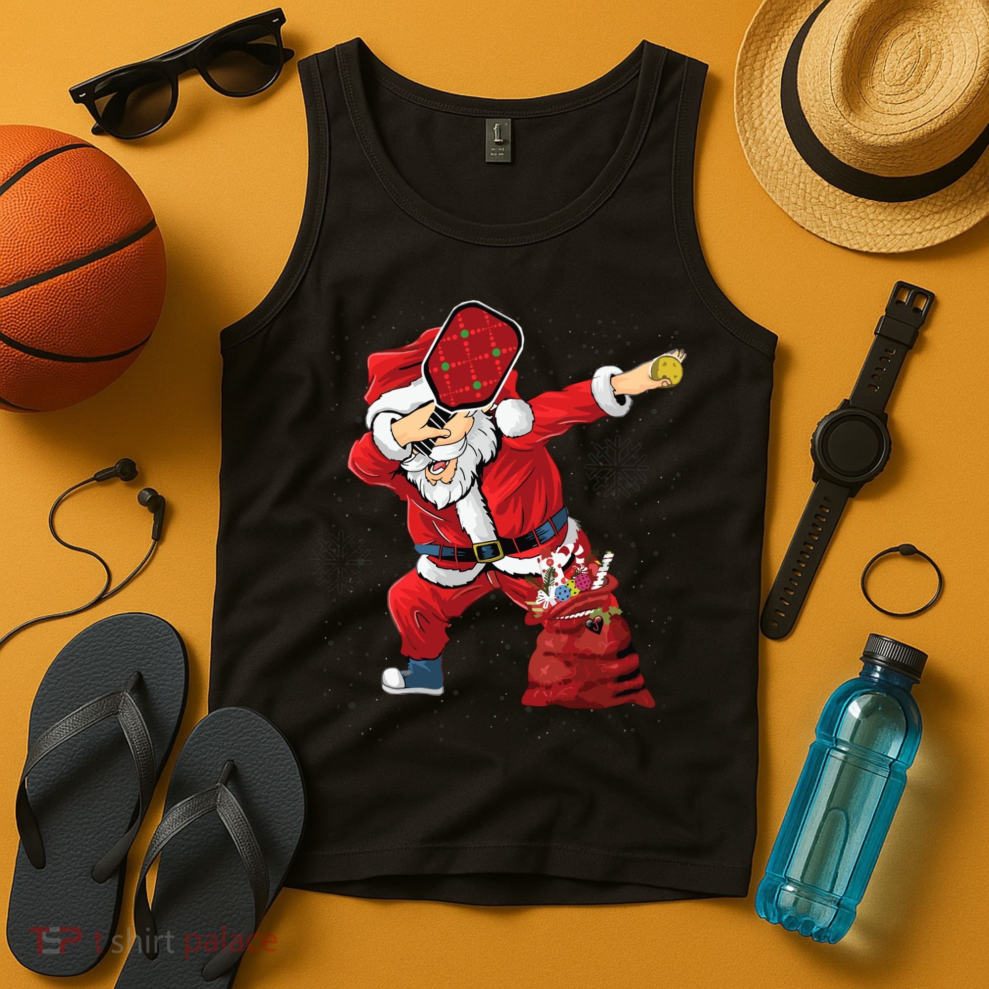 Funny Pickleball Christmas Santa Playing Pickleball Tank Top