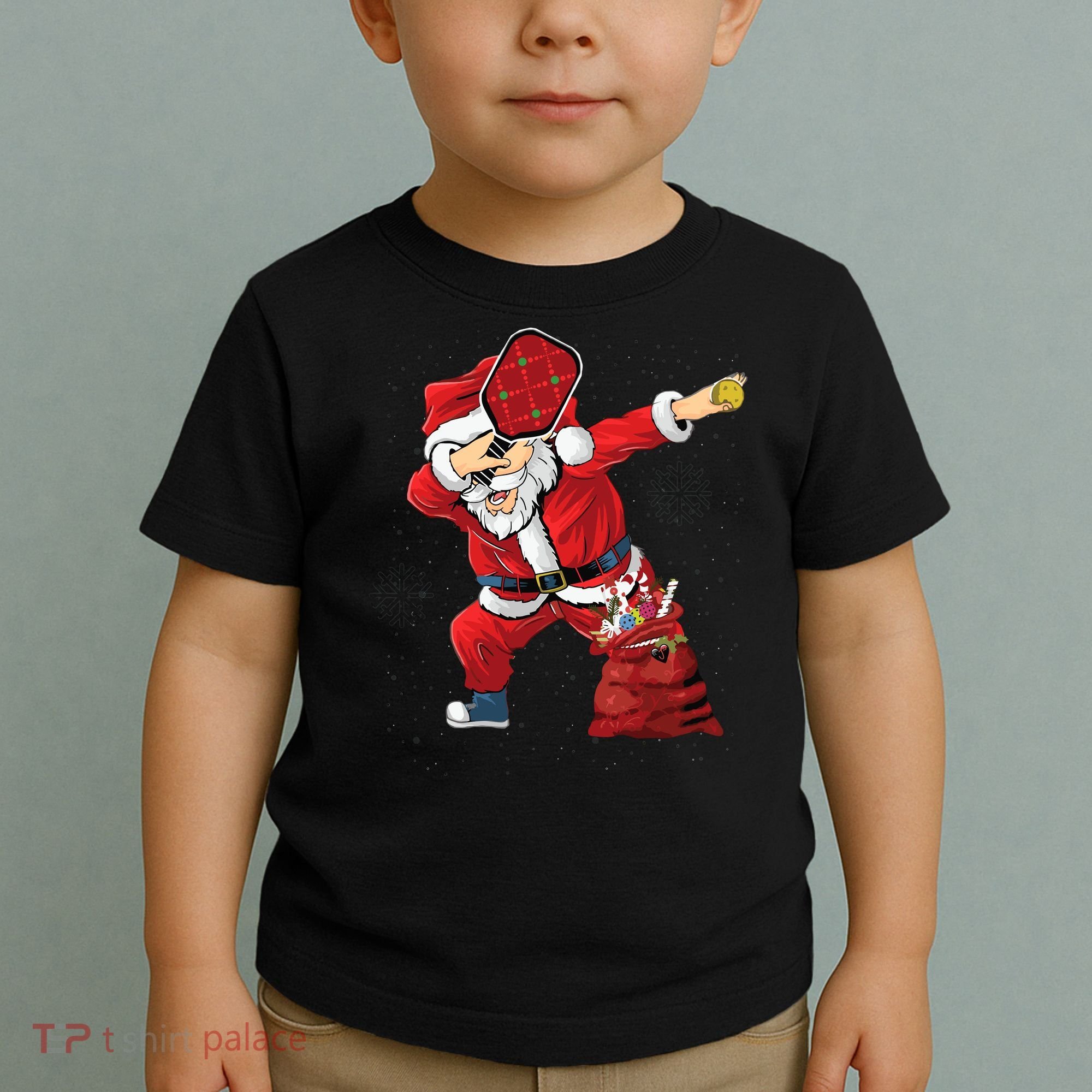 Funny Pickleball Christmas Santa Playing Pickleball Toddler T-Shirt
