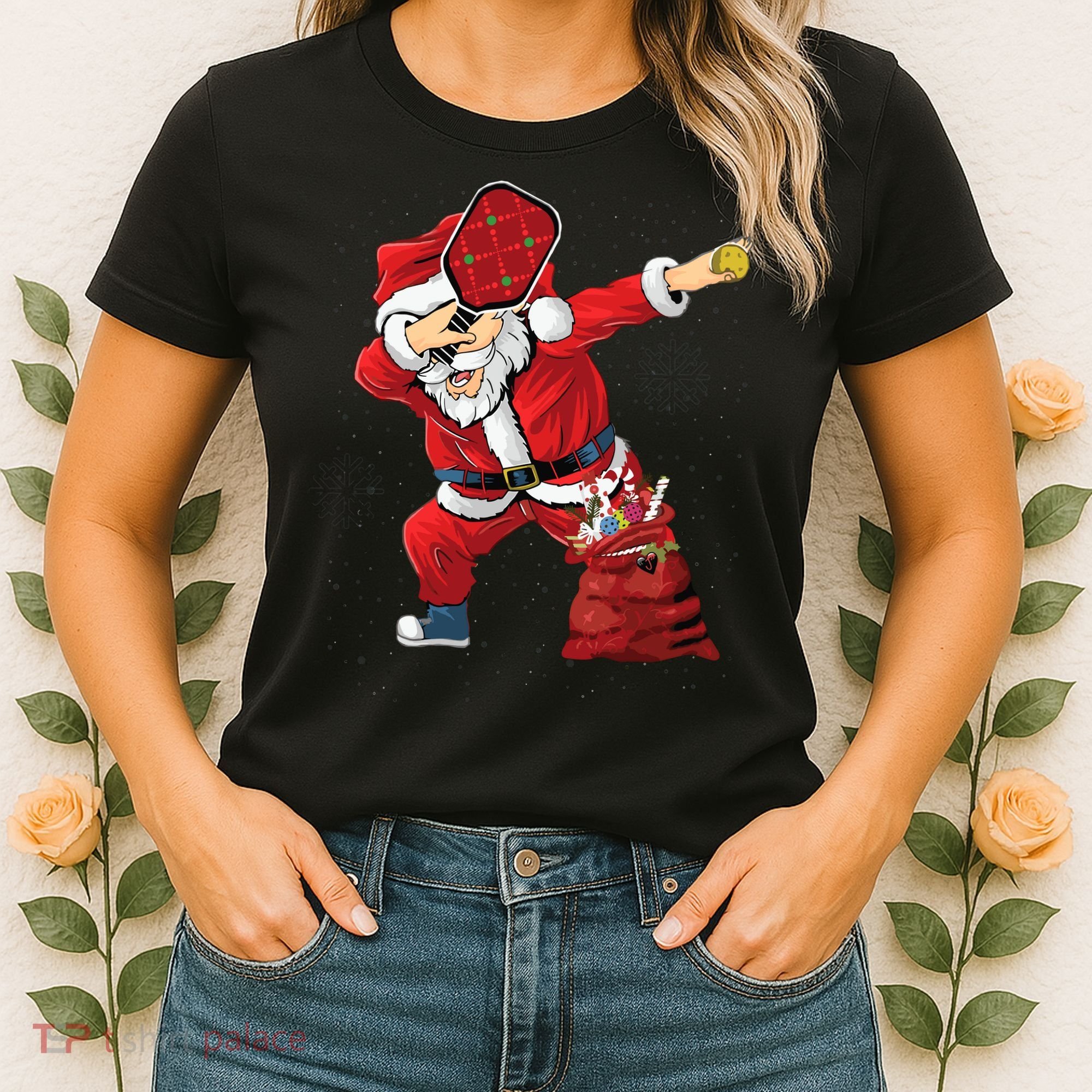 Funny Pickleball Christmas Santa Playing Pickleball Women's T-Shirt