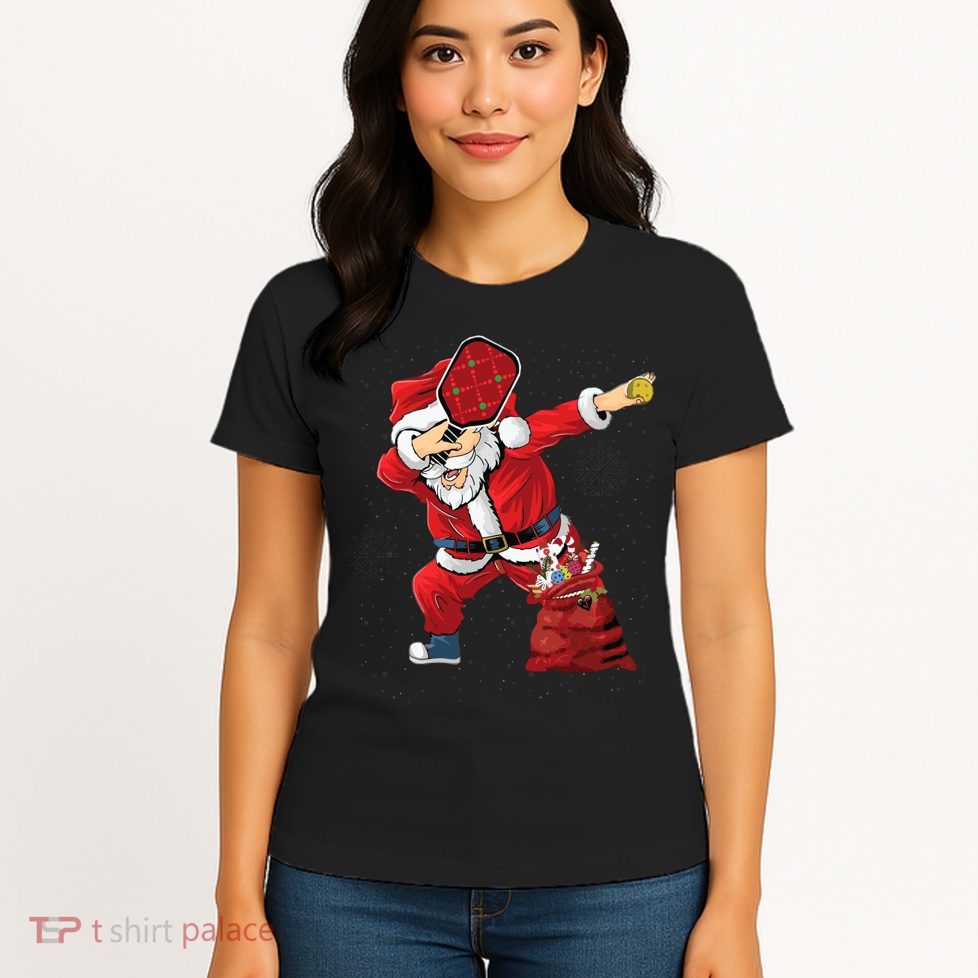 Funny Pickleball Christmas Santa Playing Pickleball Women's T-Shirt