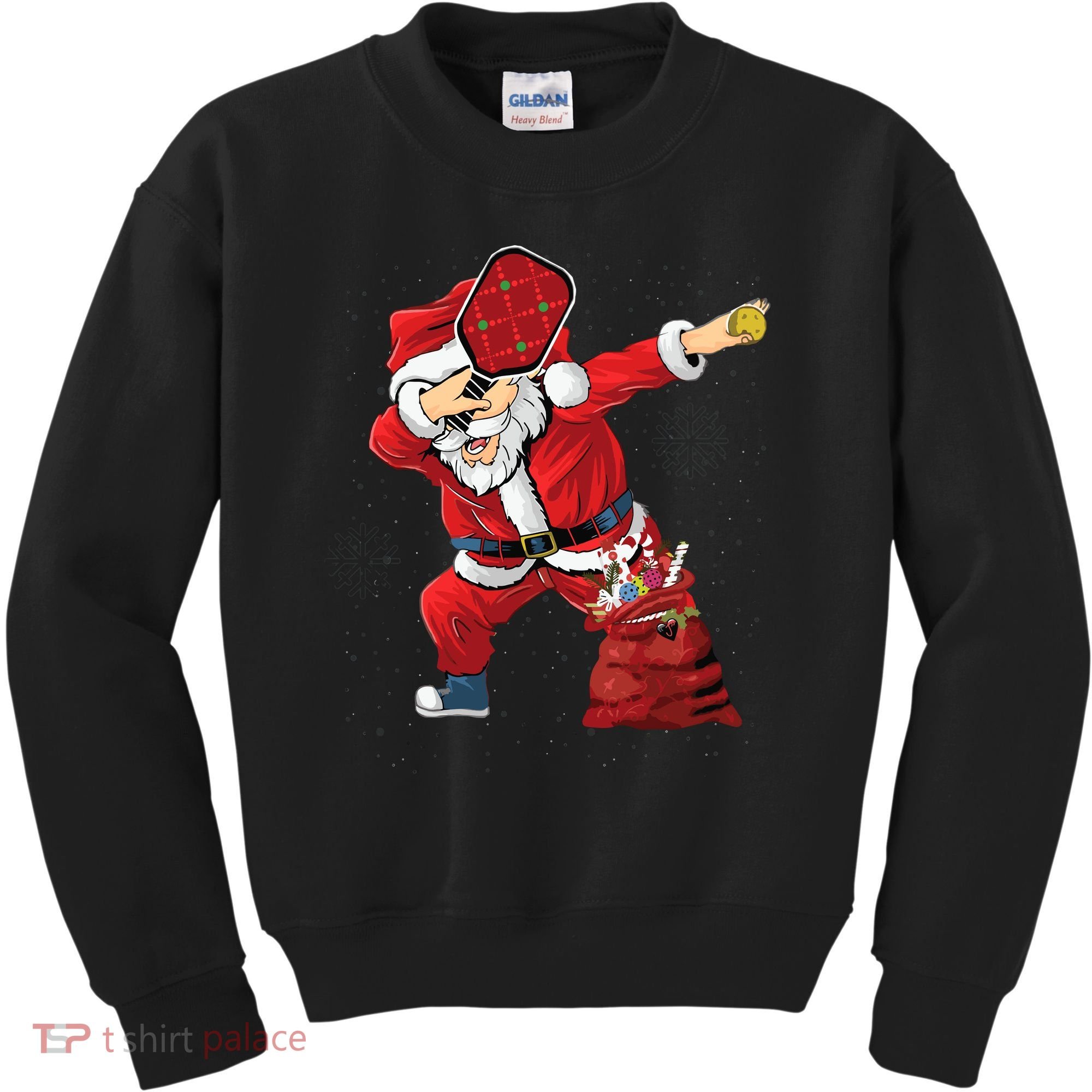 Funny Pickleball Christmas Santa Playing Pickleball Kids Sweatshirt
