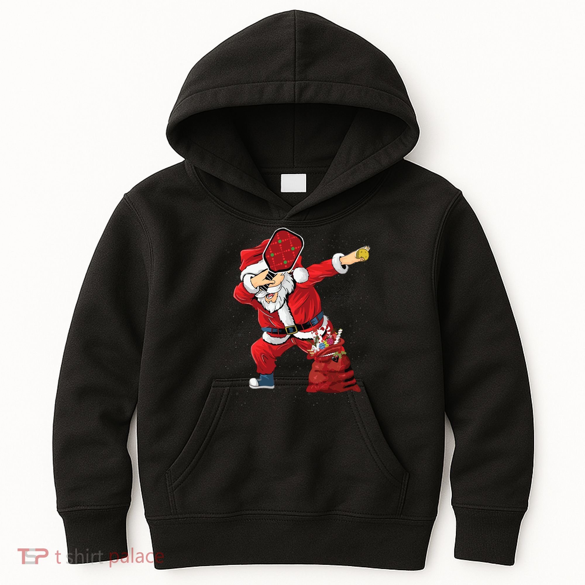Funny Pickleball Christmas Santa Playing Pickleball Kids Hoodie