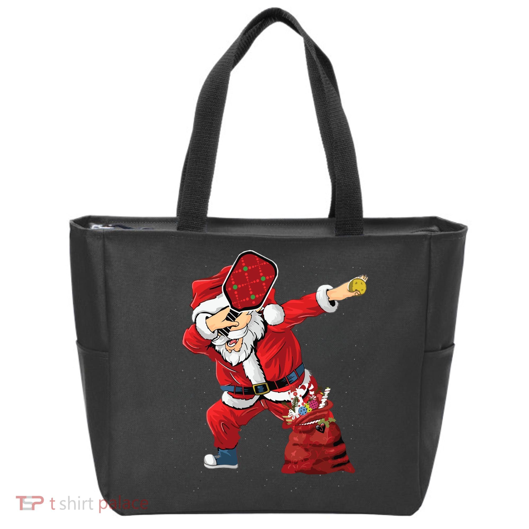 Funny Pickleball Christmas Santa Playing Pickleball Tote Bag