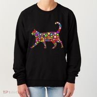 Floral Pattern Cat  Floral Cat Silhouette Women's Sweatshirt thumb 0