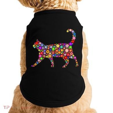 Floral Pattern Cat  Floral Cat Silhouette Doggie Tank
