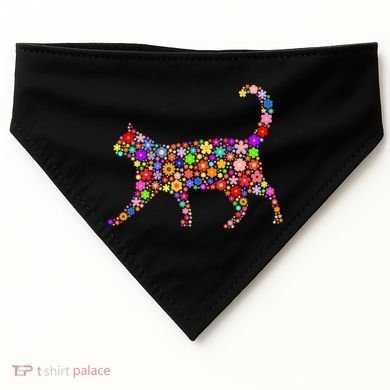 Floral Pattern Cat  Floral Cat Silhouette USA-Made Doggie Bandana