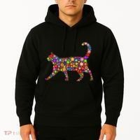 Floral Pattern Cat  Floral Cat Silhouette Hoodie thumb 2