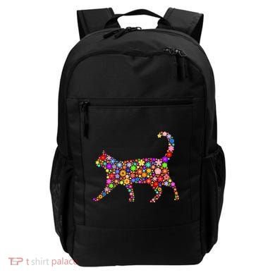 Floral Pattern Cat  Floral Cat Silhouette Backpack