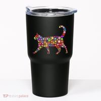 Floral Pattern Cat  Floral Cat Silhouette Tumbler thumb 0