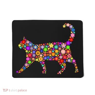 Floral Pattern Cat  Floral Cat Silhouette Mousepad