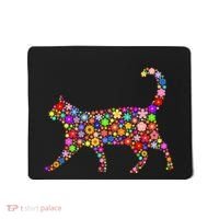 Floral Pattern Cat  Floral Cat Silhouette Mousepad thumb 0