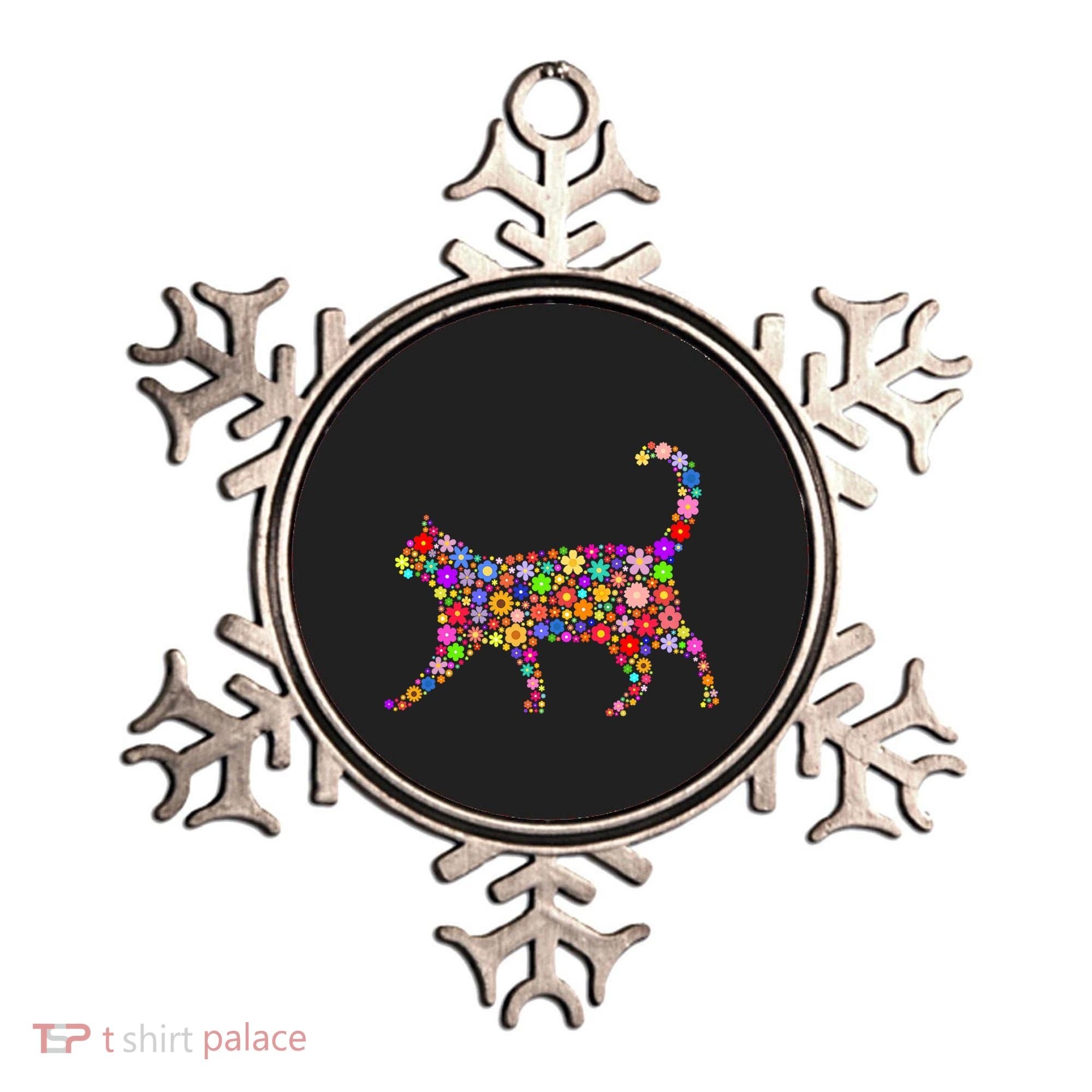 Floral Pattern Cat  Floral Cat Silhouette Ornament