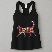 Floral Pattern Cat  Floral Cat Silhouette Women's Tank Top thumb 3