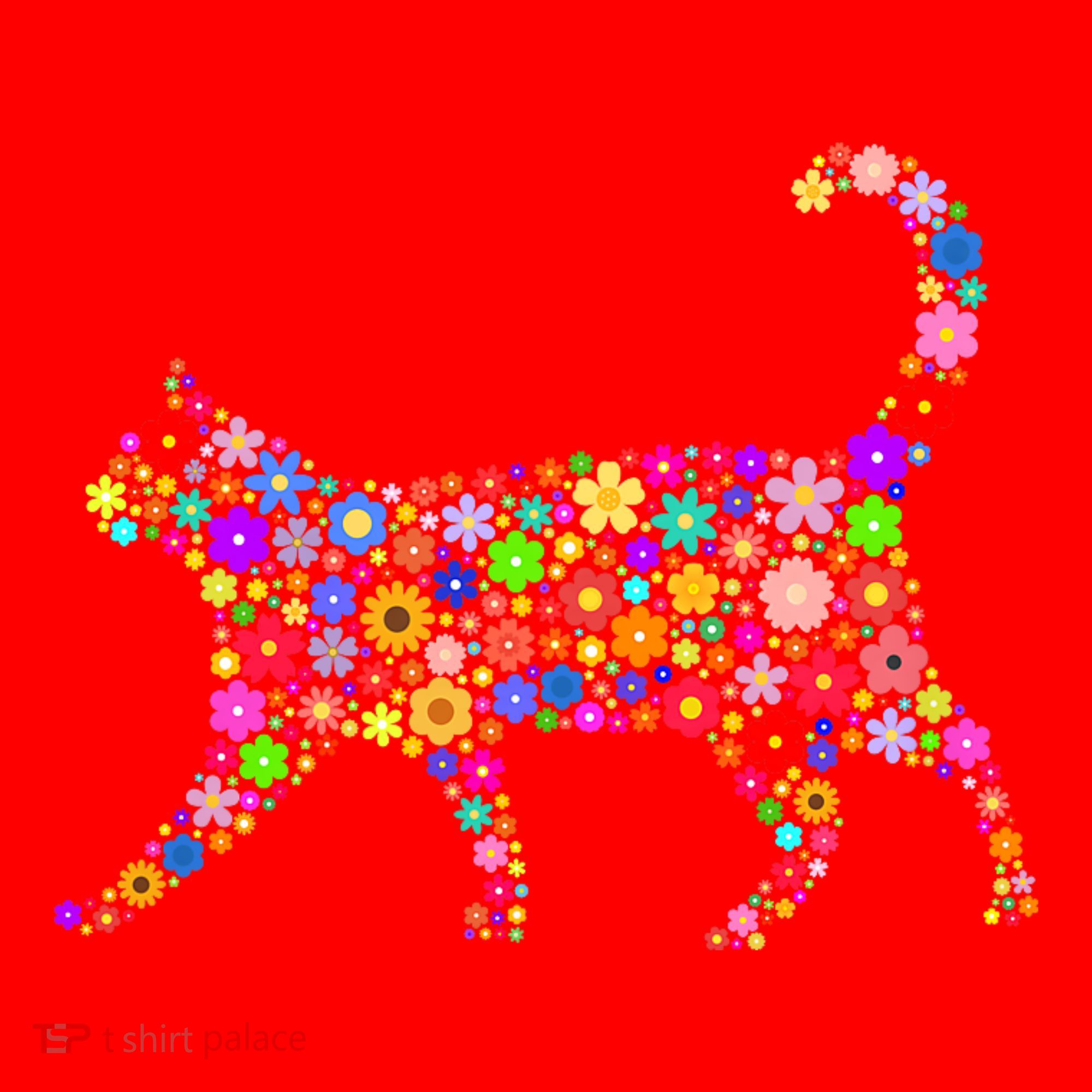 Floral Pattern Cat  Floral Cat Silhouette Santa Hat