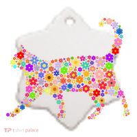 Floral Pattern Cat  Floral Cat Silhouette Ceramic Ornament thumb 2
