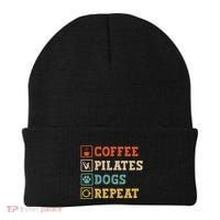 Funny Pilates Coffee Pilates Dogs Repeat Pilates Lover Gift Beanie thumb 0