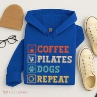 Funny Pilates Coffee Pilates Dogs Repeat Pilates Lover Gift Hoodie thumb 4