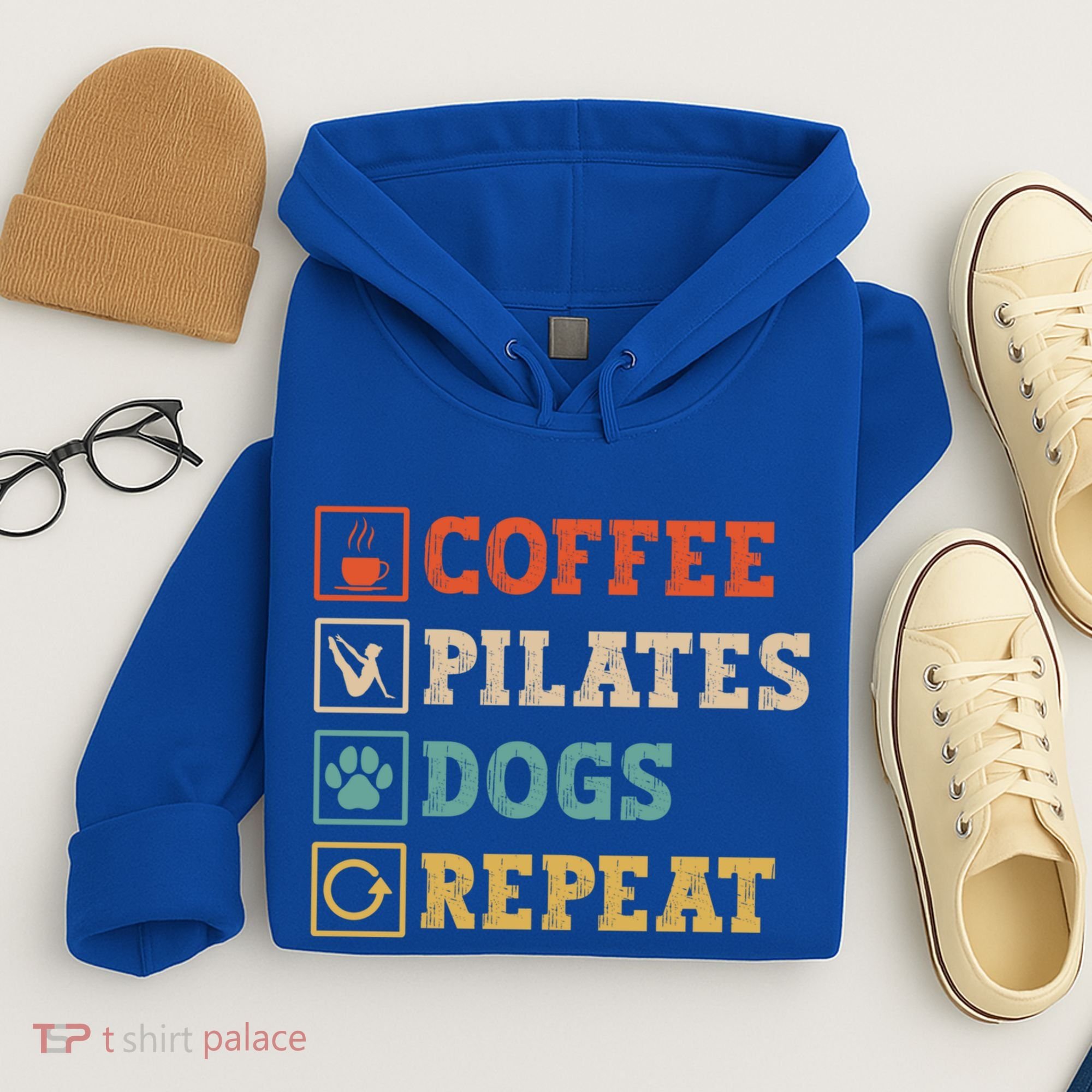 Funny Pilates Coffee Pilates Dogs Repeat Pilates Lover Gift Hoodie