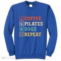 Funny Pilates Coffee Pilates Dogs Repeat Pilates Lover Gift Sweatshirt thumb 0