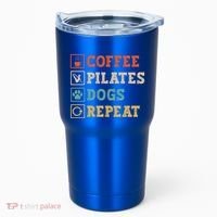 Funny Pilates Coffee Pilates Dogs Repeat Pilates Lover Gift Tumbler thumb 0