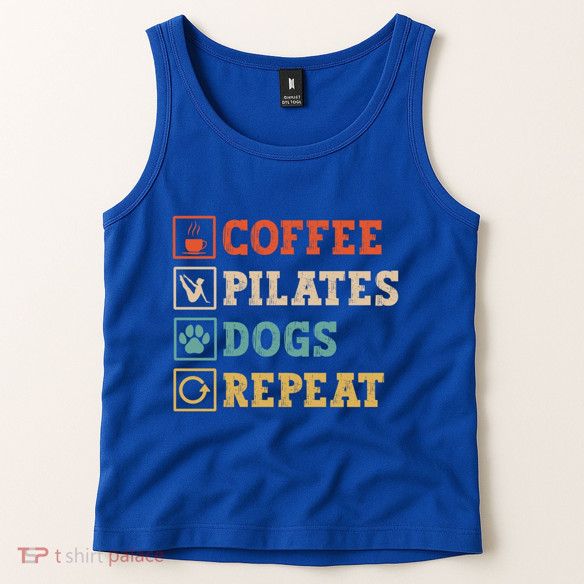 Funny Pilates Coffee Pilates Dogs Repeat Pilates Lover Gift Tank Top