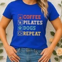 Funny Pilates Coffee Pilates Dogs Repeat Pilates Lover Gift Women's T-Shirt thumb 2