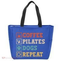 Funny Pilates Coffee Pilates Dogs Repeat Pilates Lover Gift Tote Bag thumb 0