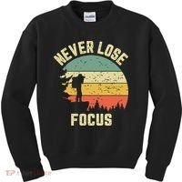 Funny Photographer Camera Never Lose Focus Photography Kids Sweatshirt thumb 0