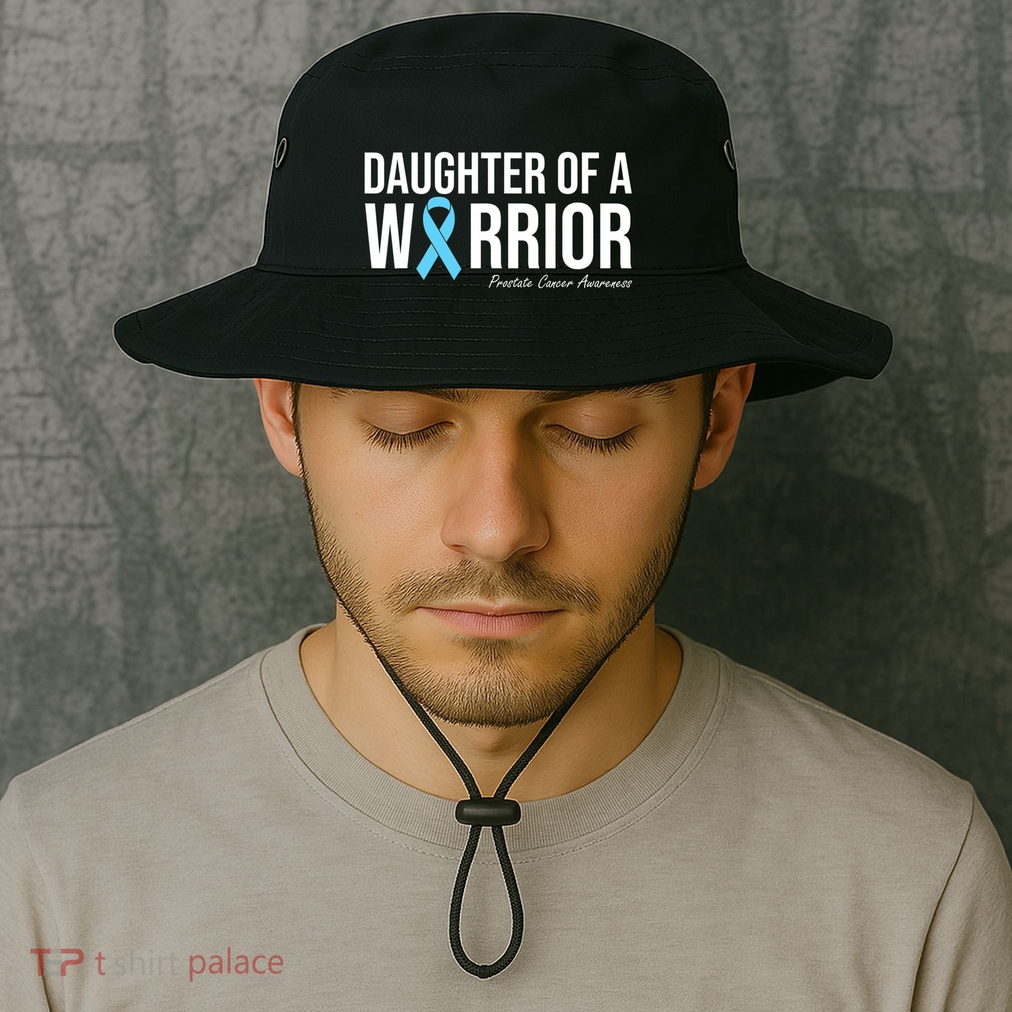 Family Prostate Cancer Awareness Light Blue Daughter Warrior Bucket Hat