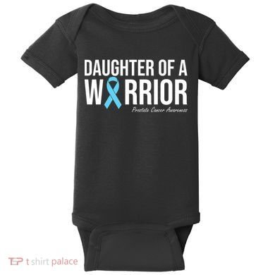Family Prostate Cancer Awareness Light Blue Daughter Warrior Baby Bodysuit