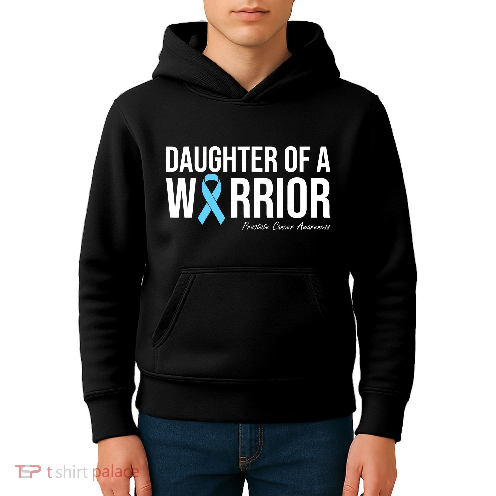 Family Prostate Cancer Awareness Light Blue Daughter Warrior Kids Hoodie