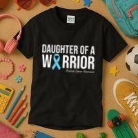 Family Prostate Cancer Awareness Light Blue Daughter Warrior Kids T-Shirt thumb 3