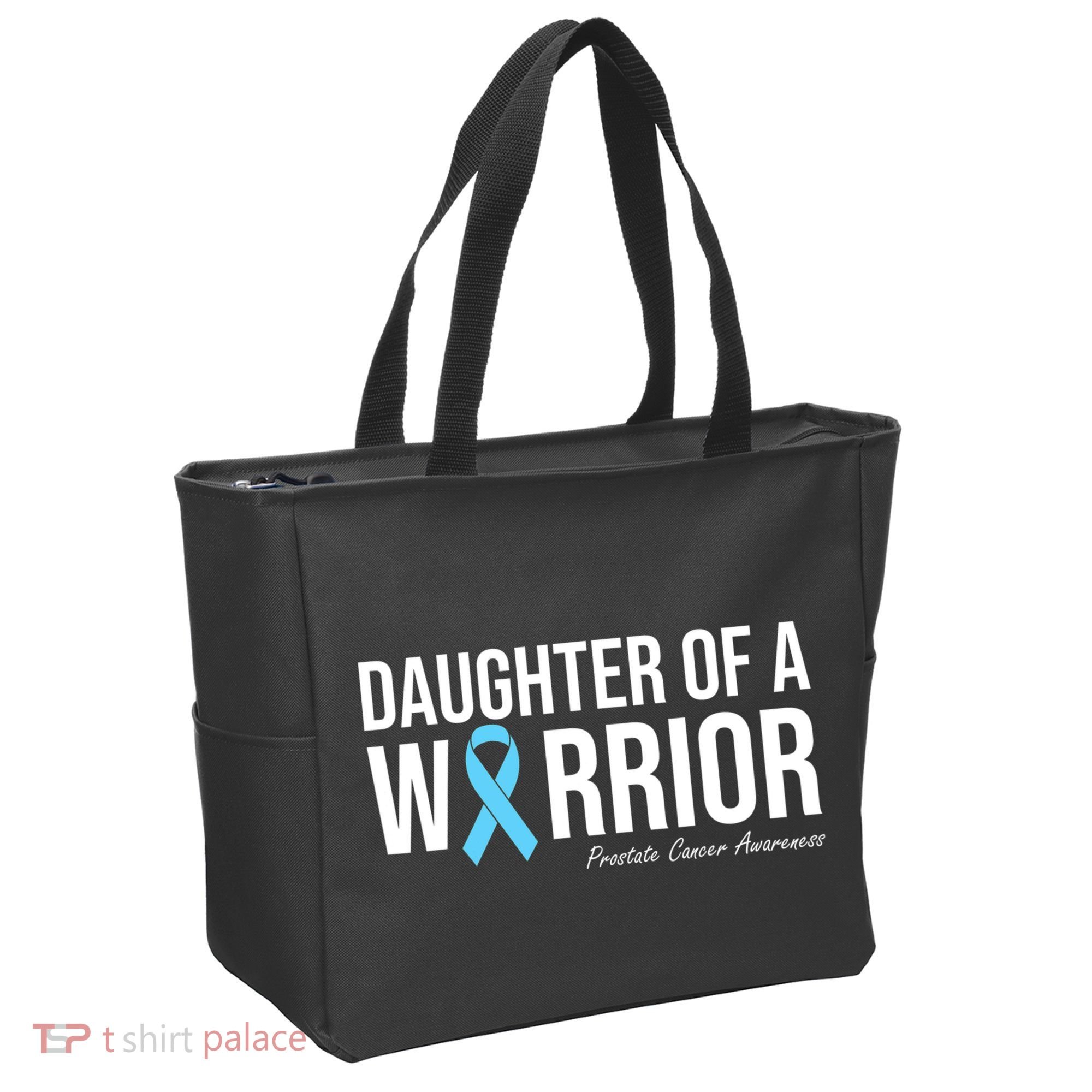 Family Prostate Cancer Awareness Light Blue Daughter Warrior Tote Bag