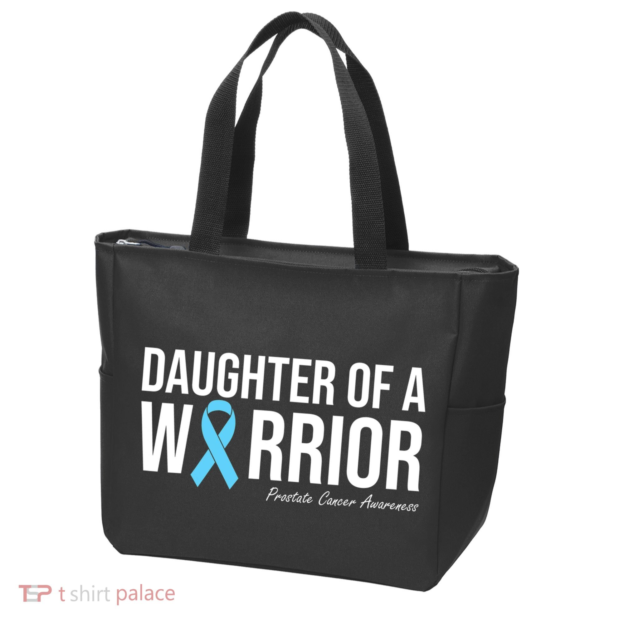 Family Prostate Cancer Awareness Light Blue Daughter Warrior Tote Bag