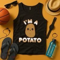 Funny Potato Costume Cute Kawaii Style Smiling Im A Potato Tank Top thumb 4