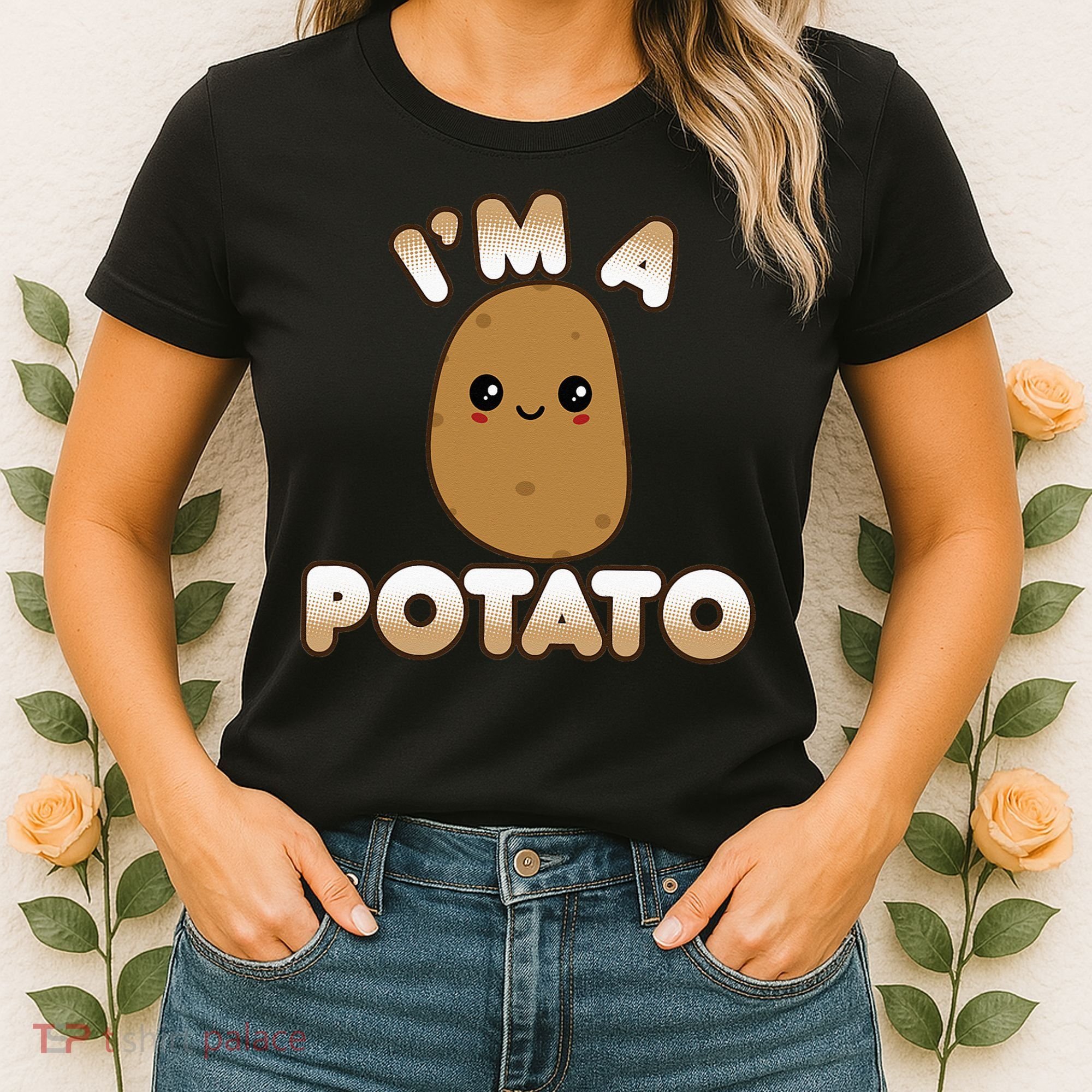 Funny Potato Costume Cute Kawaii Style Smiling Im A Potato Women's T-Shirt