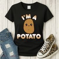 Funny Potato Costume Cute Kawaii Style Smiling Im A Potato Women's T-Shirt thumb 3