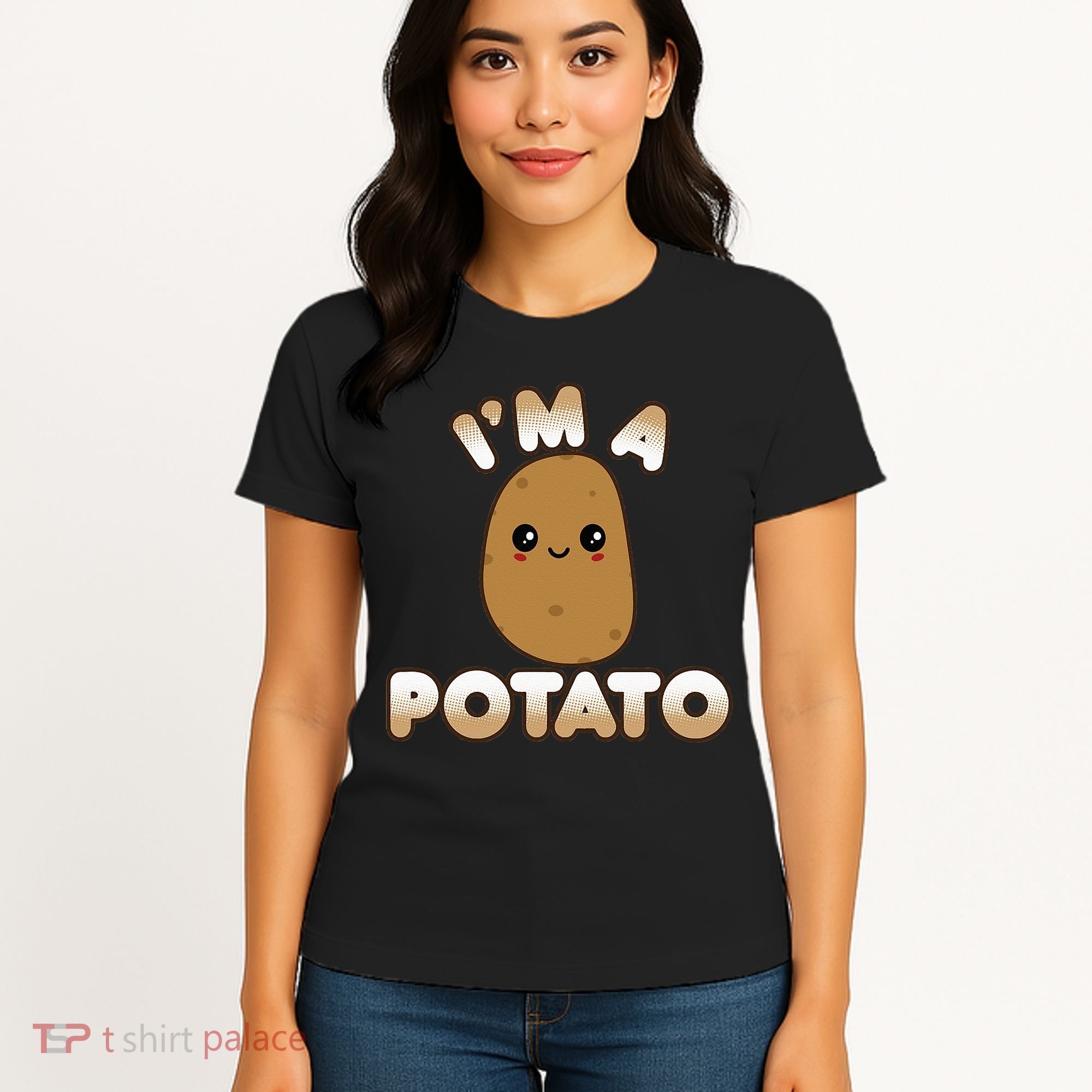 Funny Potato Costume Cute Kawaii Style Smiling Im A Potato Women's T-Shirt
