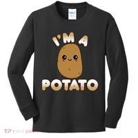 Funny Potato Costume Cute Kawaii Style Smiling Im A Potato Kids Long Sleeve Shirt thumb 0