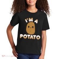 Funny Potato Costume Cute Kawaii Style Smiling Im A Potato Kids T-Shirt thumb 2