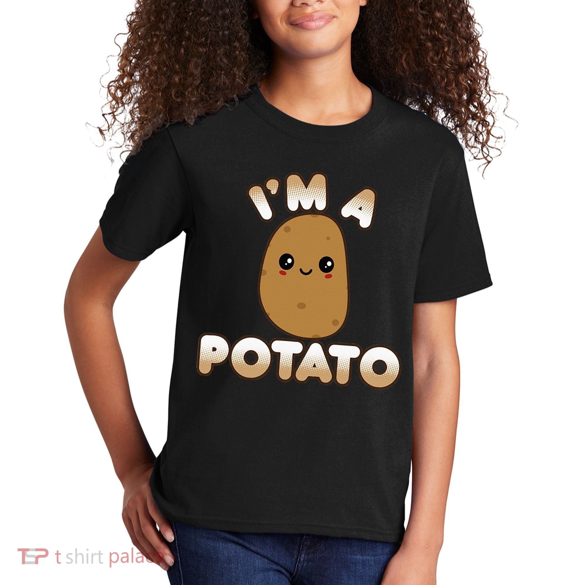 Funny Potato Costume Cute Kawaii Style Smiling Im A Potato Kids T-Shirt