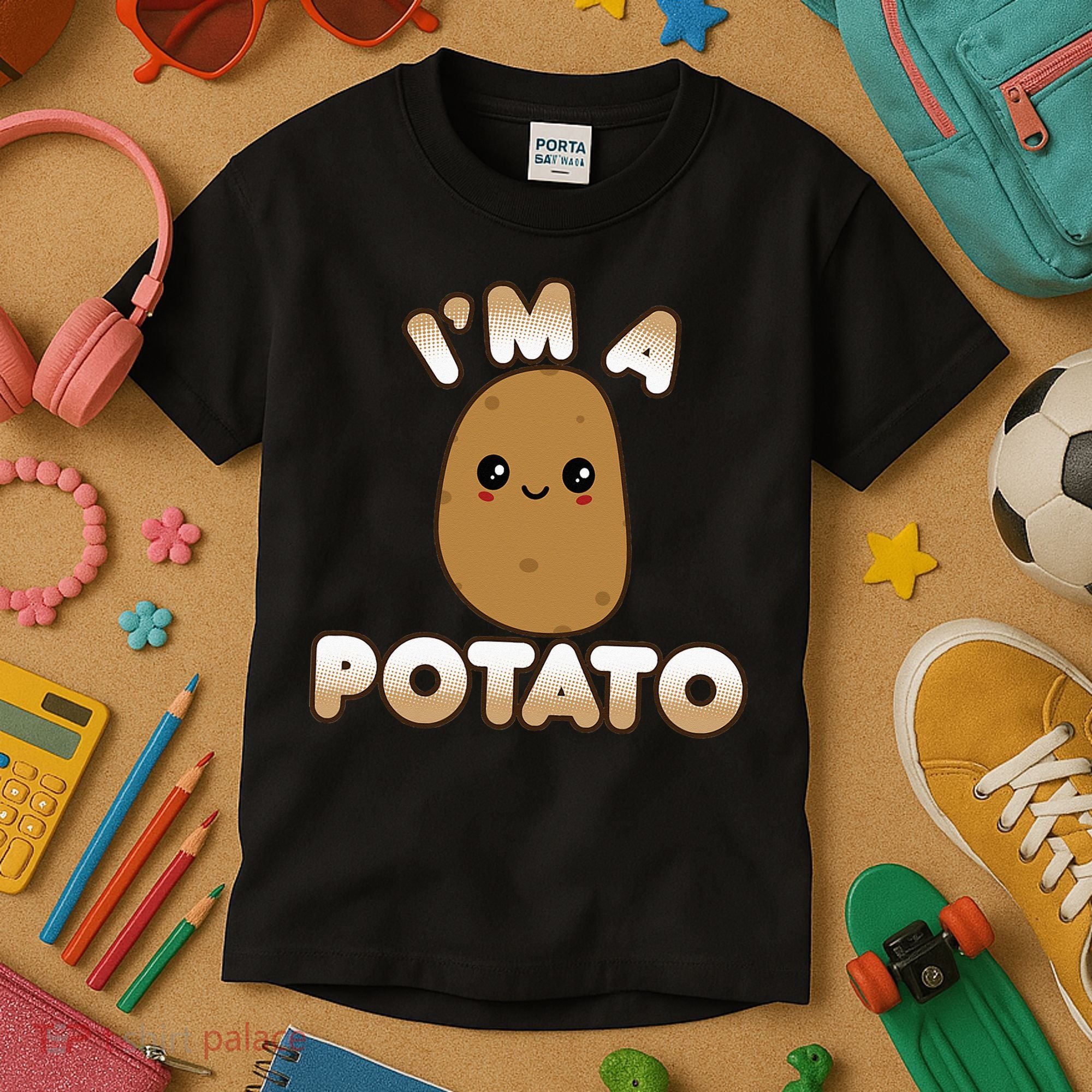 Funny Potato Costume Cute Kawaii Style Smiling Im A Potato Kids T-Shirt