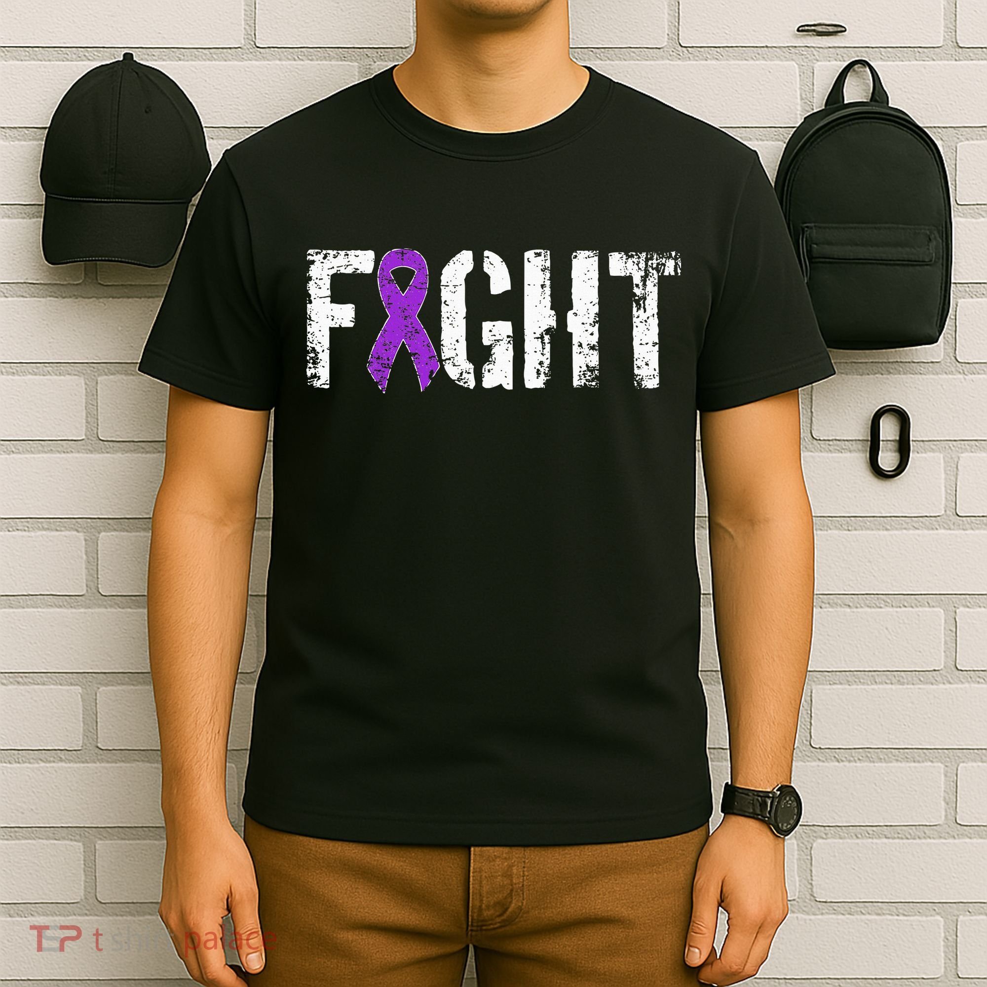 Fight Pancreatic Cancer Military Style Awareness Ribbon T-Shirt
